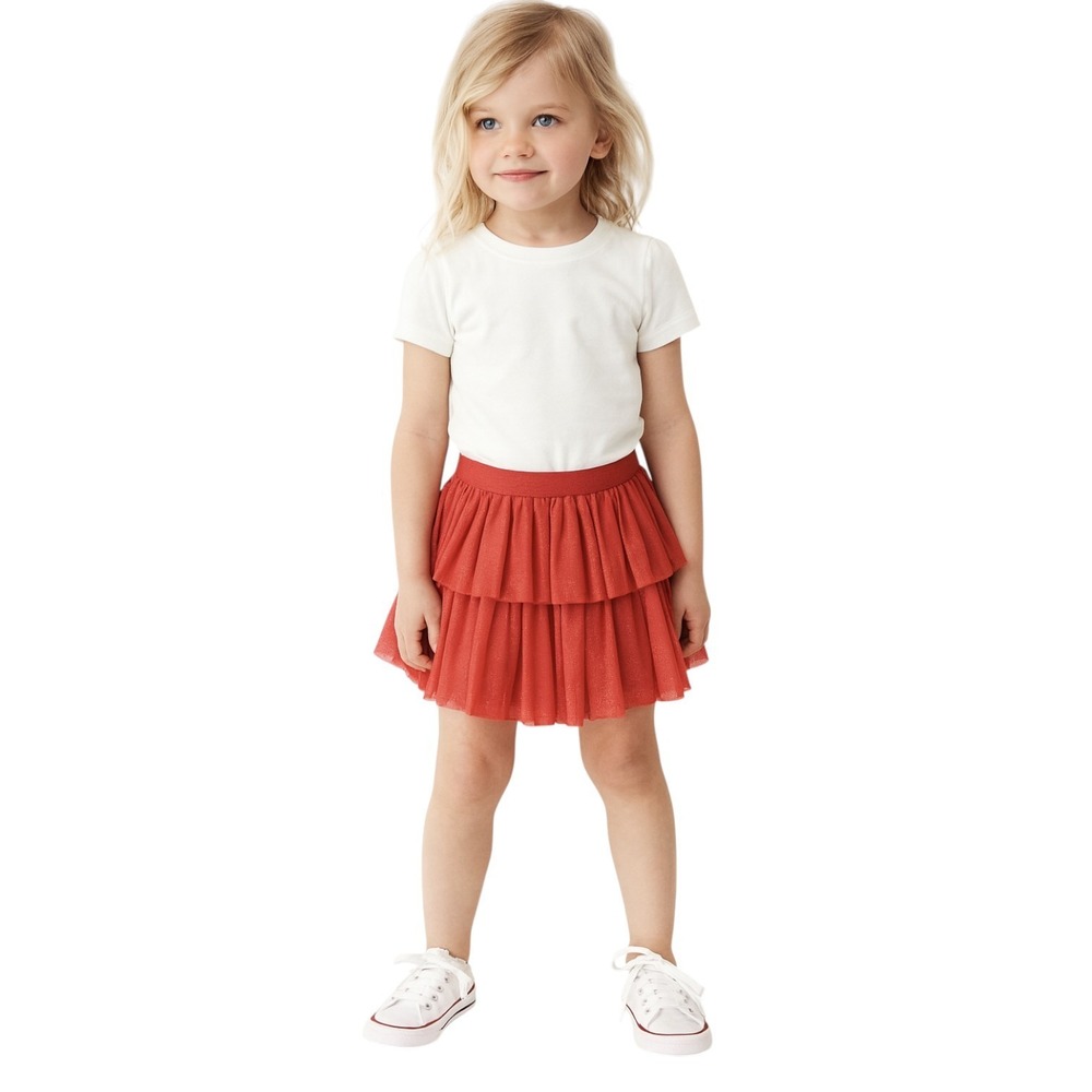 Disney Girls Red Glitter Multi Tier‎ Tulle Skort 4T